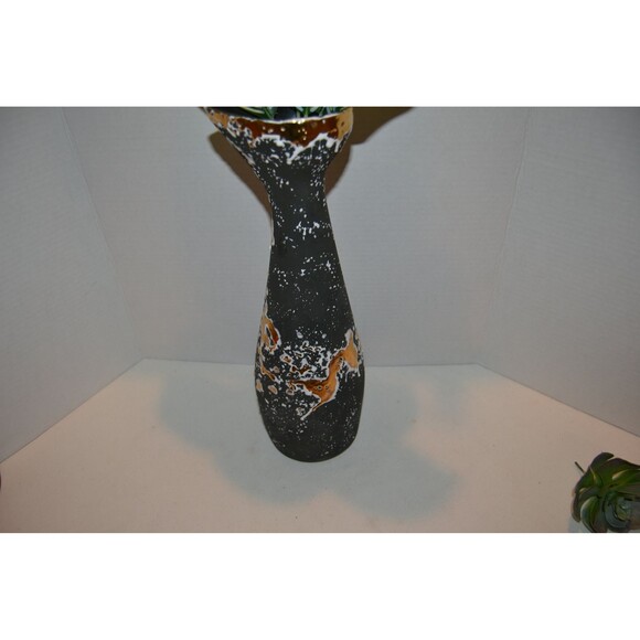 Vintage Vase Black with Gold and White Abstract 1950s - Picture 2 of 5